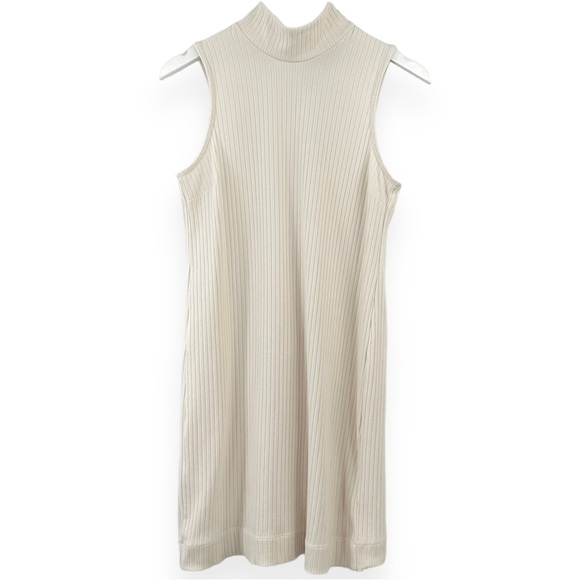 NWT Sanctuary White Ribbed Mock Neck Sleeveless Mini Shift Dress sz S - Picture 2 of 7